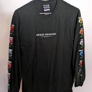 Broken Promises Women's Small Long Sleeve T Shirt Forest Green
